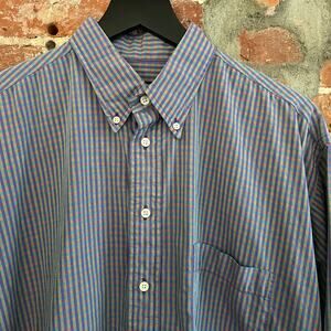 Gitman Bros Green Purple LS Button Down Shirt L 24.5x32